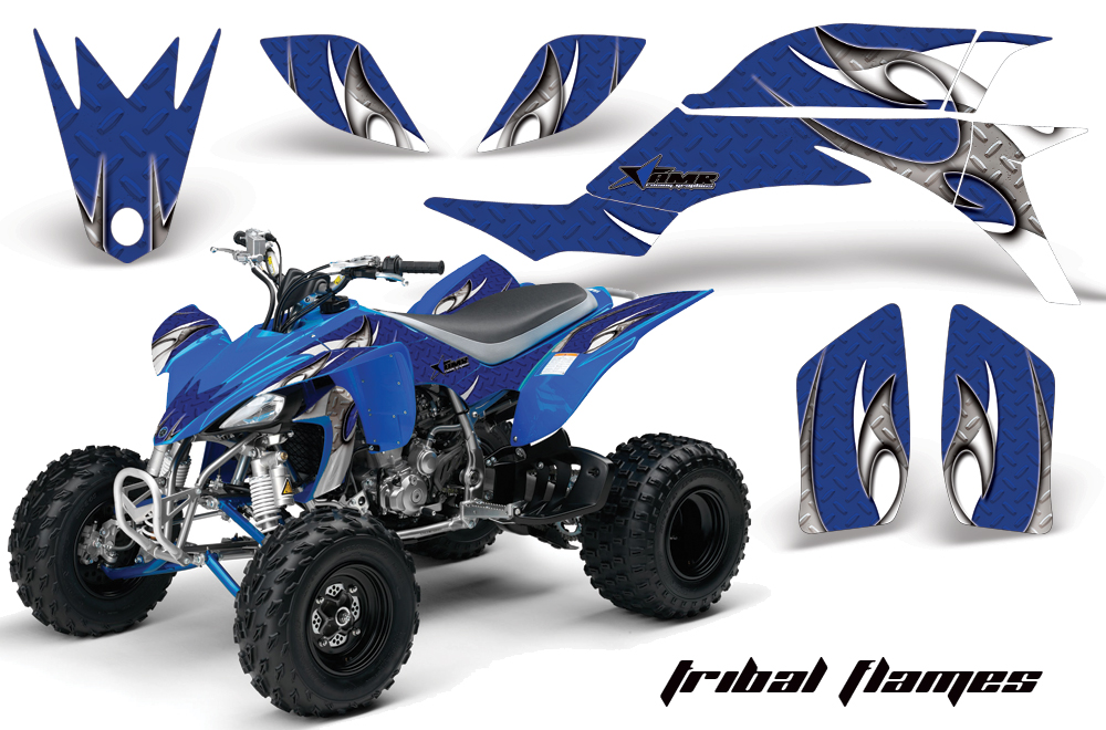 Yamaha YFZ450 04-08 Graphics TribalFlames WhiteBlueBG